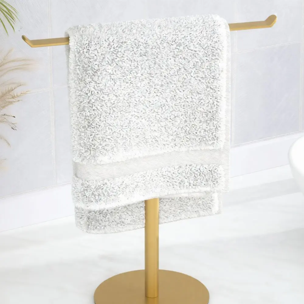 Modern Desktop T Shaped Towel Rack Stainless Steel Hand Towel Holder Punch Free Bathroom Organizer Storage Shelf Accessory