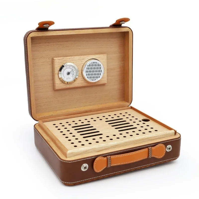 Humidor Convenient 25-pack suitcase, braided humidified and moisturized box, travel outdoor accessories box.