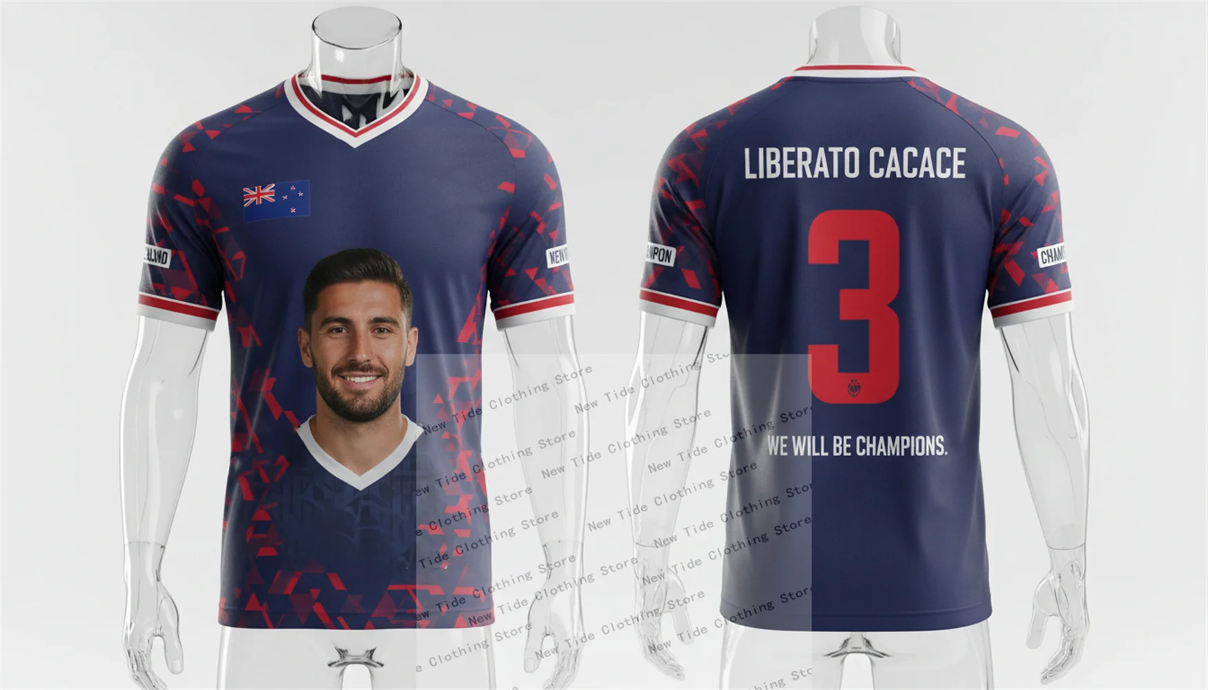 نيوزيلندا 2026 كرة القدم لكرة القدم جيرسي وتي شيرت للرجال المشجعين - مجموعة معدات نمط المعجبين تظهر دعمك الآن 3