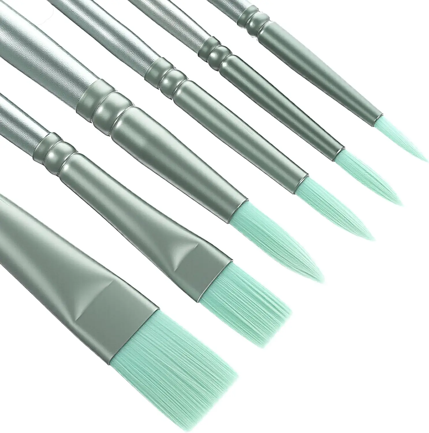 

6 шт. Кисти для рисования лица — нейлоновый набор для акрила и акварели. Универсальный для холстов, камней, тела, ногтей и миниатюрных деталей.