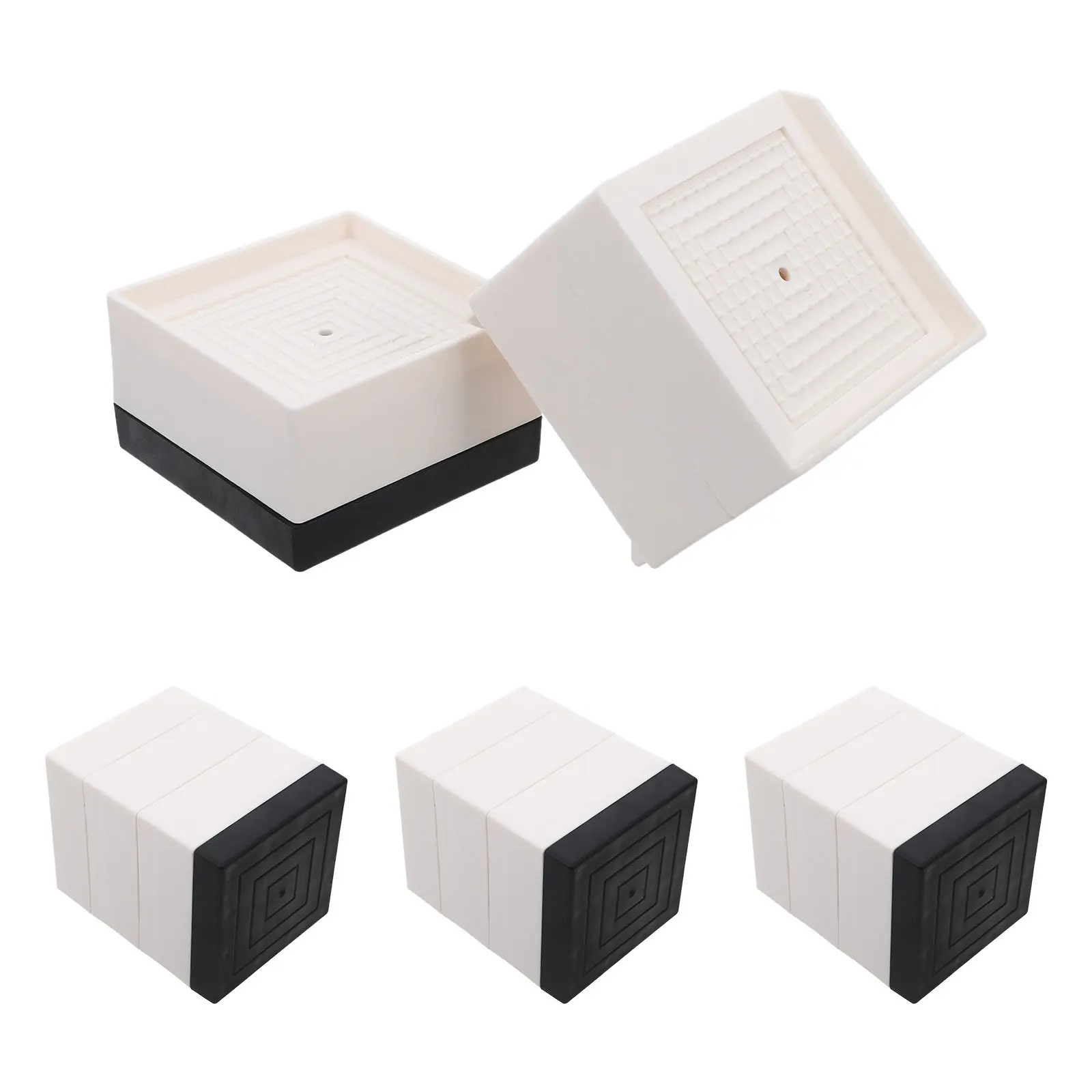 4Pcs Furniture Risers Adjustable White Polypropylene Detachable Bed Sofa Chair Leg Riser Blocks Furniture Height Extenders Table