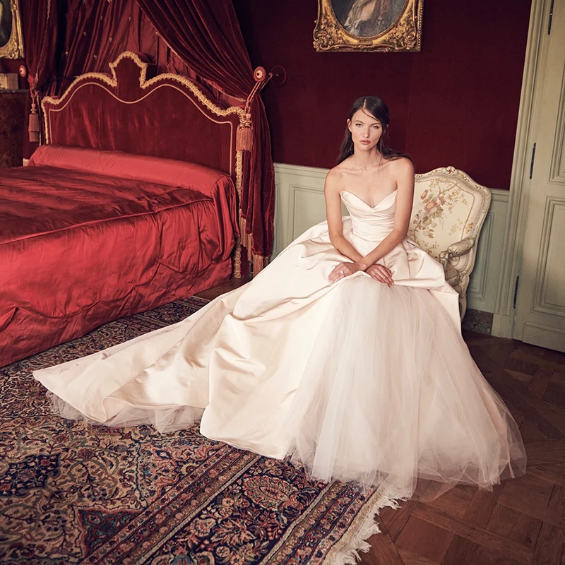

Eightree Elegant A-Line Wedding Dresses Sweetheart Princess Satin Tulle Bridal Dress 2026 Long Wedding Ball Prom Gown Customized