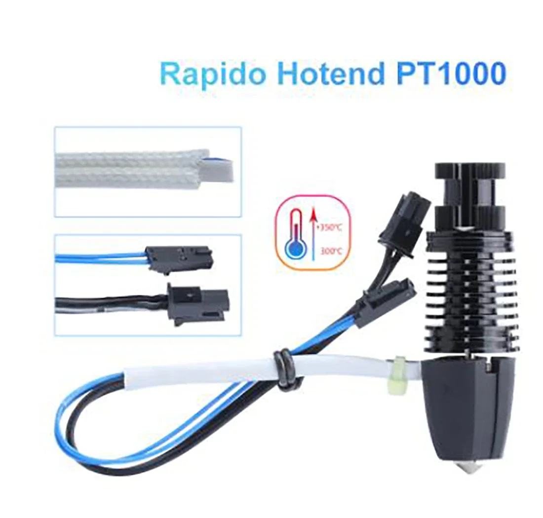 Rapido Hotend PT1000 Printing Flow up to 75mm³/s 115W High Temperature 350C for DDB Extruder Ender3 V2 CR10 V3