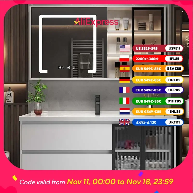 

Wooden Organizer Bathroom Cabinets Door Drawers Vanity Storage Bathroom Cabinet Sink Top Luxury Mobile Bagno Home Furniture