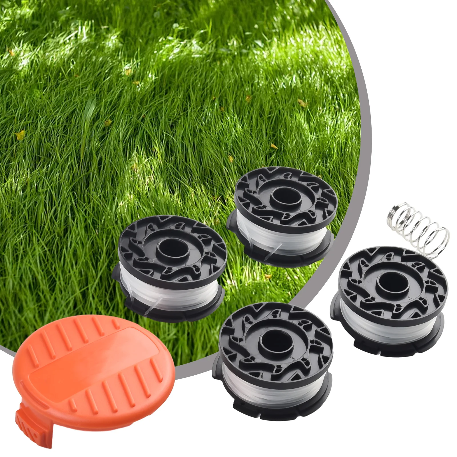 

4pcs Trimmer Spool With Cap Spring Replacement Parts For Black Decker GH400 GH500 GH600 GH610 GH900 GH912 Lawn Mower Part