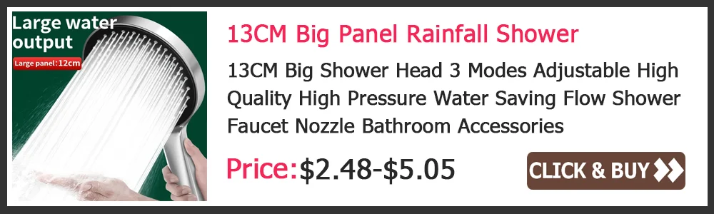 8" 10" 12" Black Silver Golden Stainless Steel High Pressure Waterfall Shower Head Large Flow Pressure Boosting Bathroom Shower