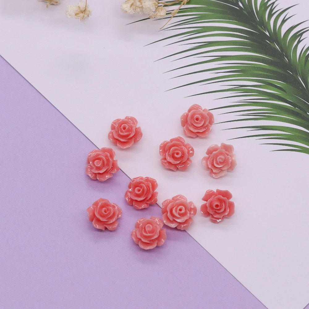 Camellia Flower Pink Synthetic Coral Beads Through Hole Loose Beads for Jewelry Making DIY Earring Bracelet Necklace Charms