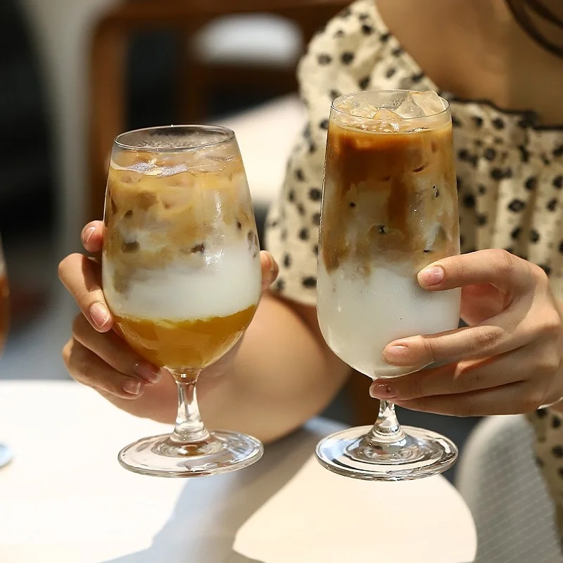 

Высококачественная стеклянная чашка для ресторана, чашка для пузырьковой воды, простая американская чашка для латте со льдом, кофе, модное хрустальное стекло, круглая авпа