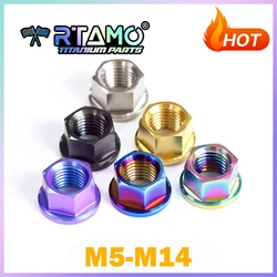 RTAMO Titanium Flange Nut M5 M6 M8 M10 M12 M14 for Motorcycle Bicycle Car Gr5 Nut (1PC)