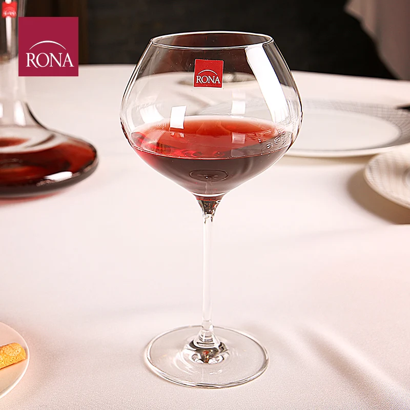 Copas de Vino Grandes de Cristal Rona, Color Borgoña, para Bar y Club, Copas de Vino Pinot Noir Negras con Tallo Alto, Estilo...