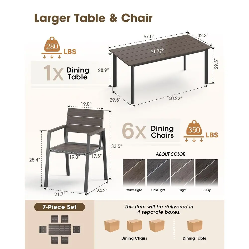 Dining Set, Aluminum amp HDPS Outdooor Table and Chairs Set
