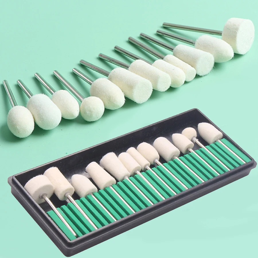 12Pcs Wool Polishing Drill Bits Set, Nail Sponge Drill Cone for Electric Nail File Manicure Polishing and Buffing