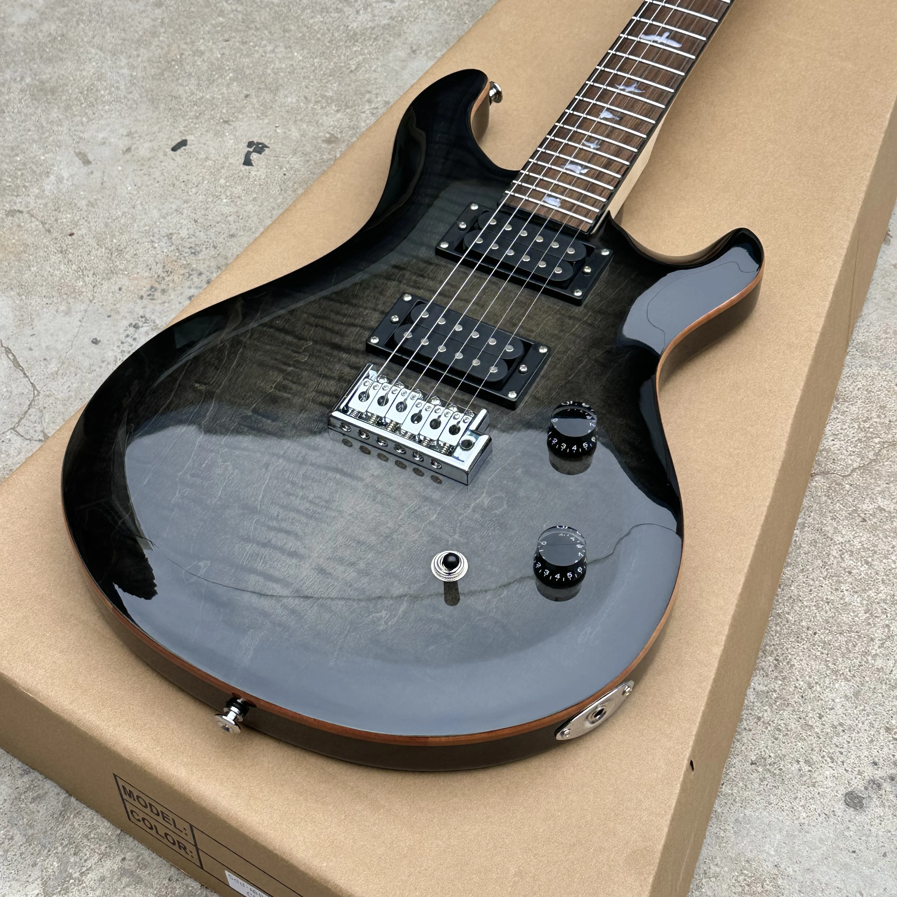 Free Shipping Black Beauty PRS Electric Guitar Flame Maple top Solid mahogany Wood Body