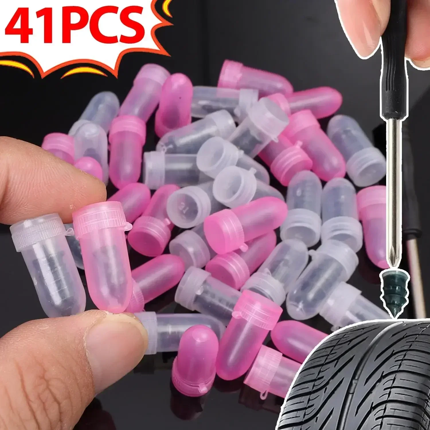 21-41pcs Tire Repair Nail Kit Car Vacuum Tyre Rubber Screw Plugs Puncture Patch Auto Motorcycle E-Bike Wheels Emergency Tool