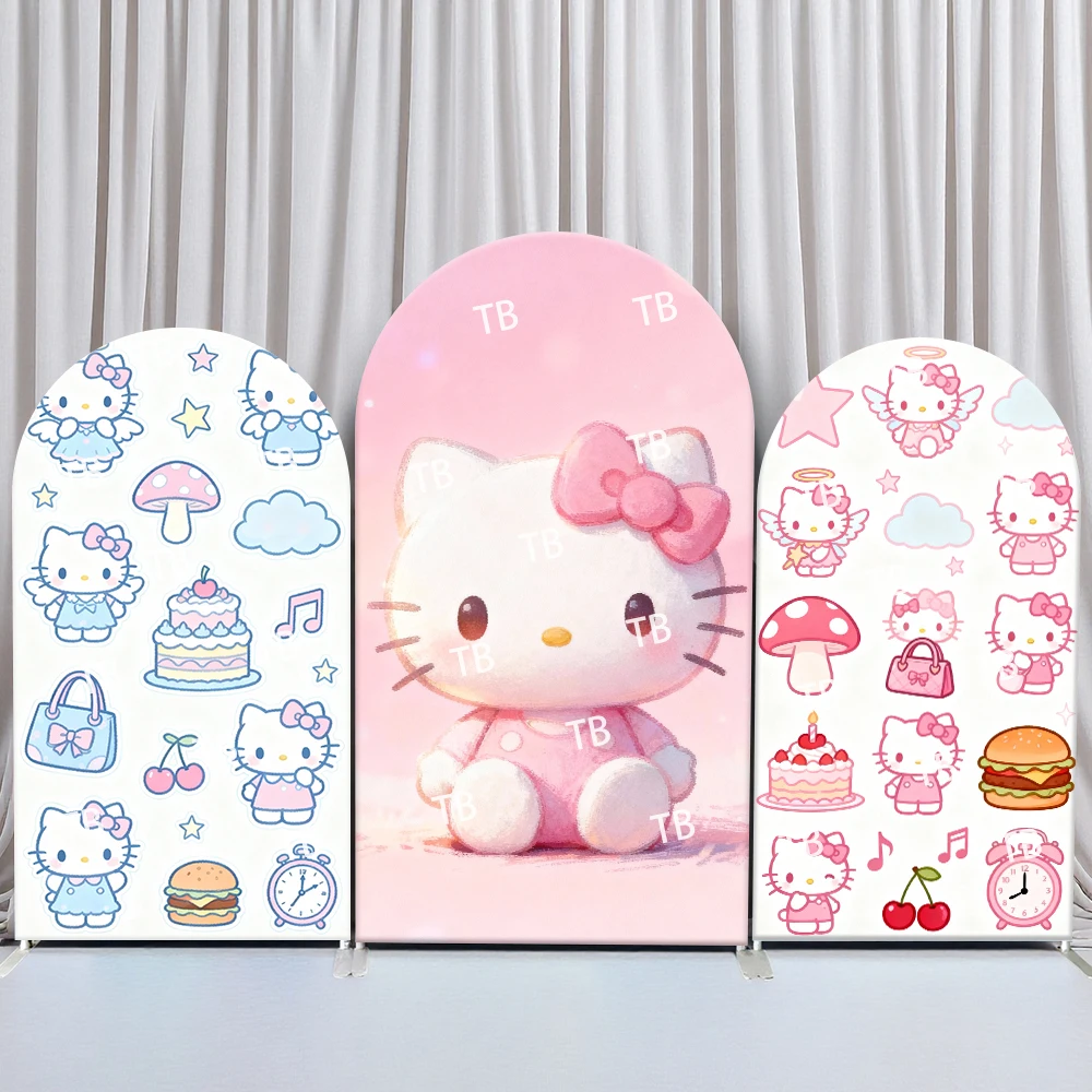 

Sanrio Hello Kitty Pink Cute Style Arch Backdrop Cover Sweet Festive Scene For Kids Birthday Baby Shower Photo Booth Background
