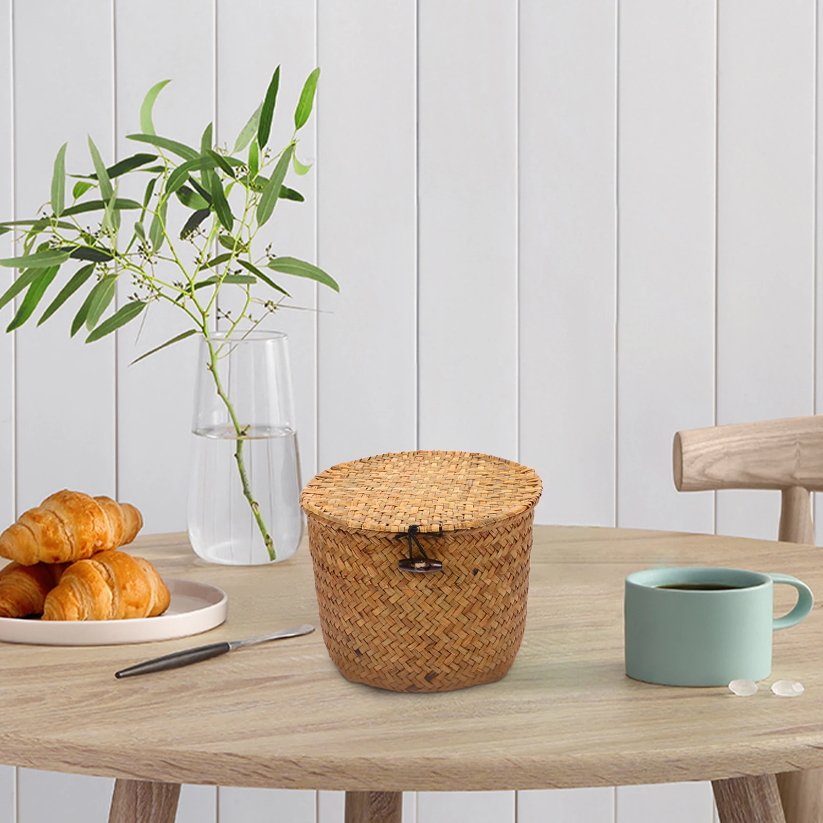 

Handmade Woven Storage Box Bins for Desktop Office School Gift Decorative Organizer Shelf Baskets Seagrass Straw Container