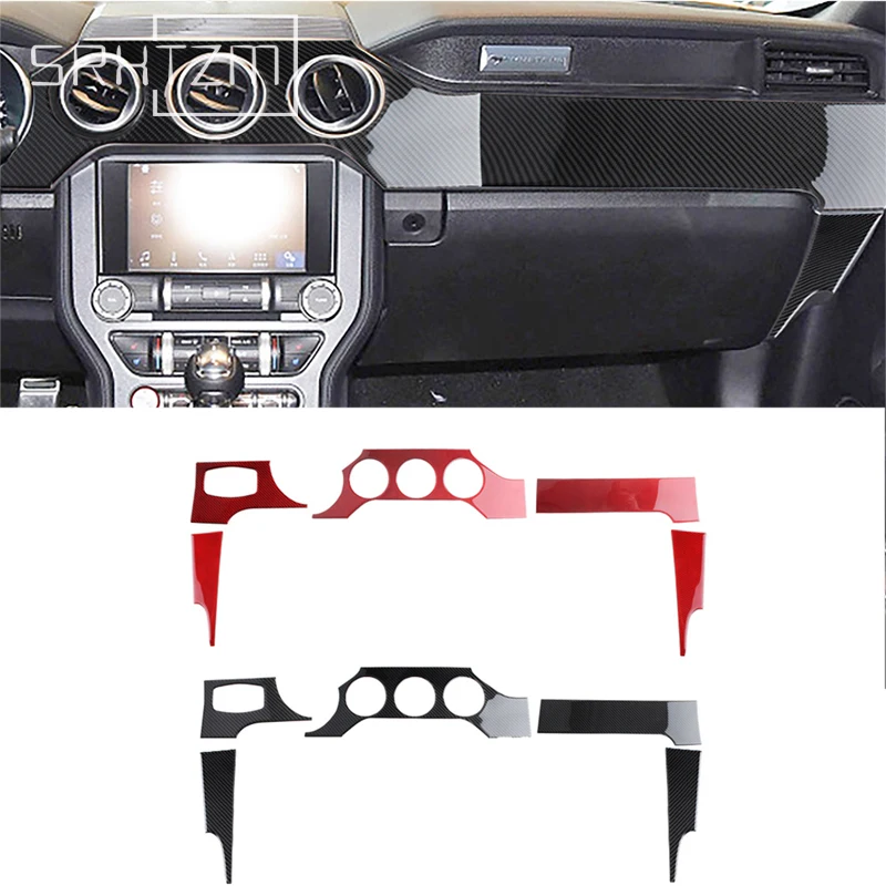 

Car Interior Moulding Carbon Fiber Dashboard Panel Trim Cover Copilot Panel Auto Sticker Car Styling For Ford Mustang 2015-2019