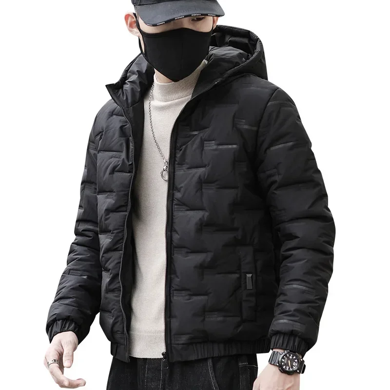 Winter Trendy Men‘s Jacket Warm Thicken Windproof Coat Fashion Hooded Parkas Waterproof Puffer Cotton Padded Windbreaker Outdoor