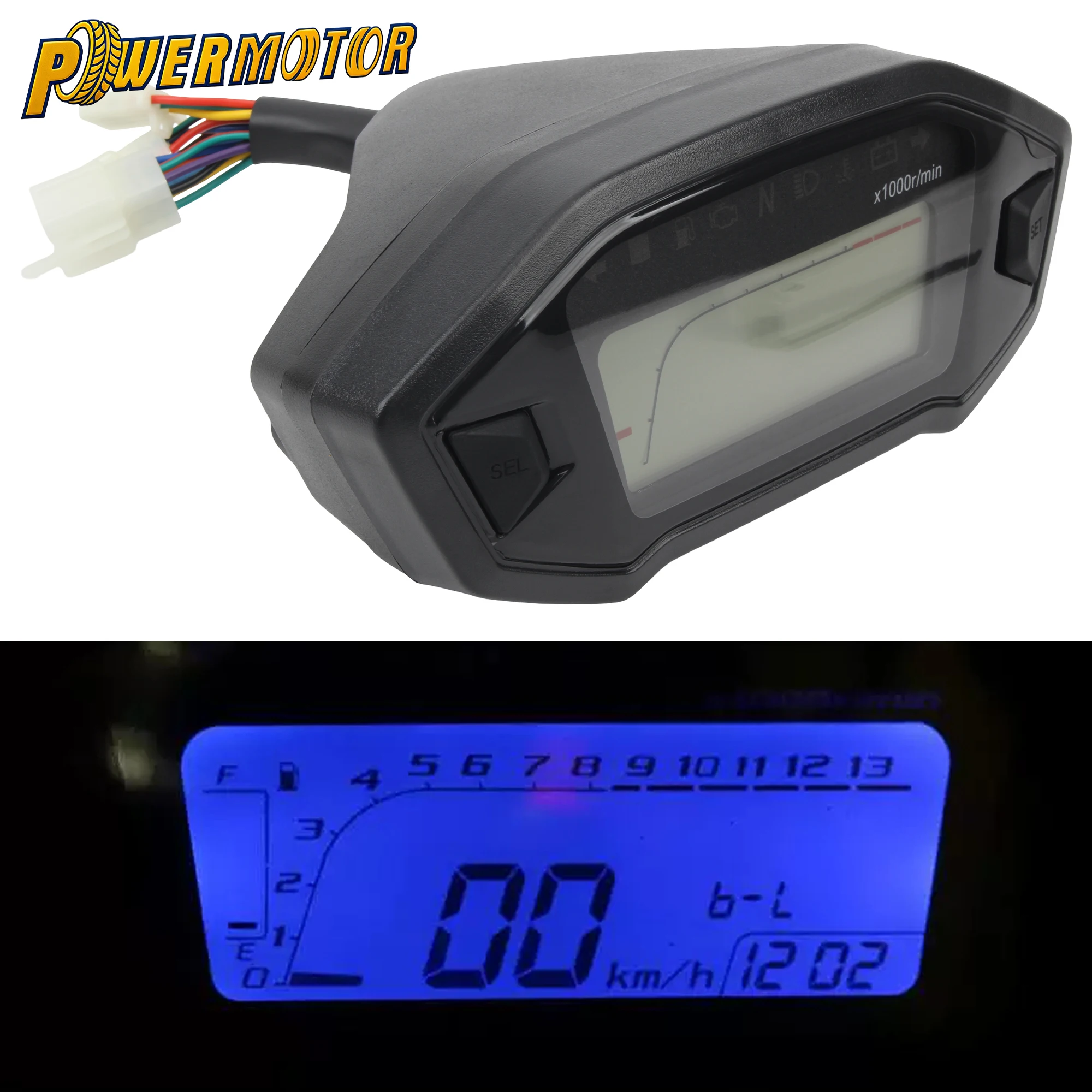 

Motorcycle Digital Speedometer Tachometer Instrument LCD Dashboard Panel Indicator Voltmeter Oil Gauge Moto Universal Parts