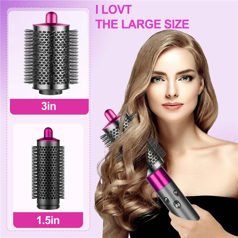 

B97A-4X For Dyson Airwrap Large & Small Round Volumizing Brush Attachment - Enhance Volume & Style Effortlessly Rose Red