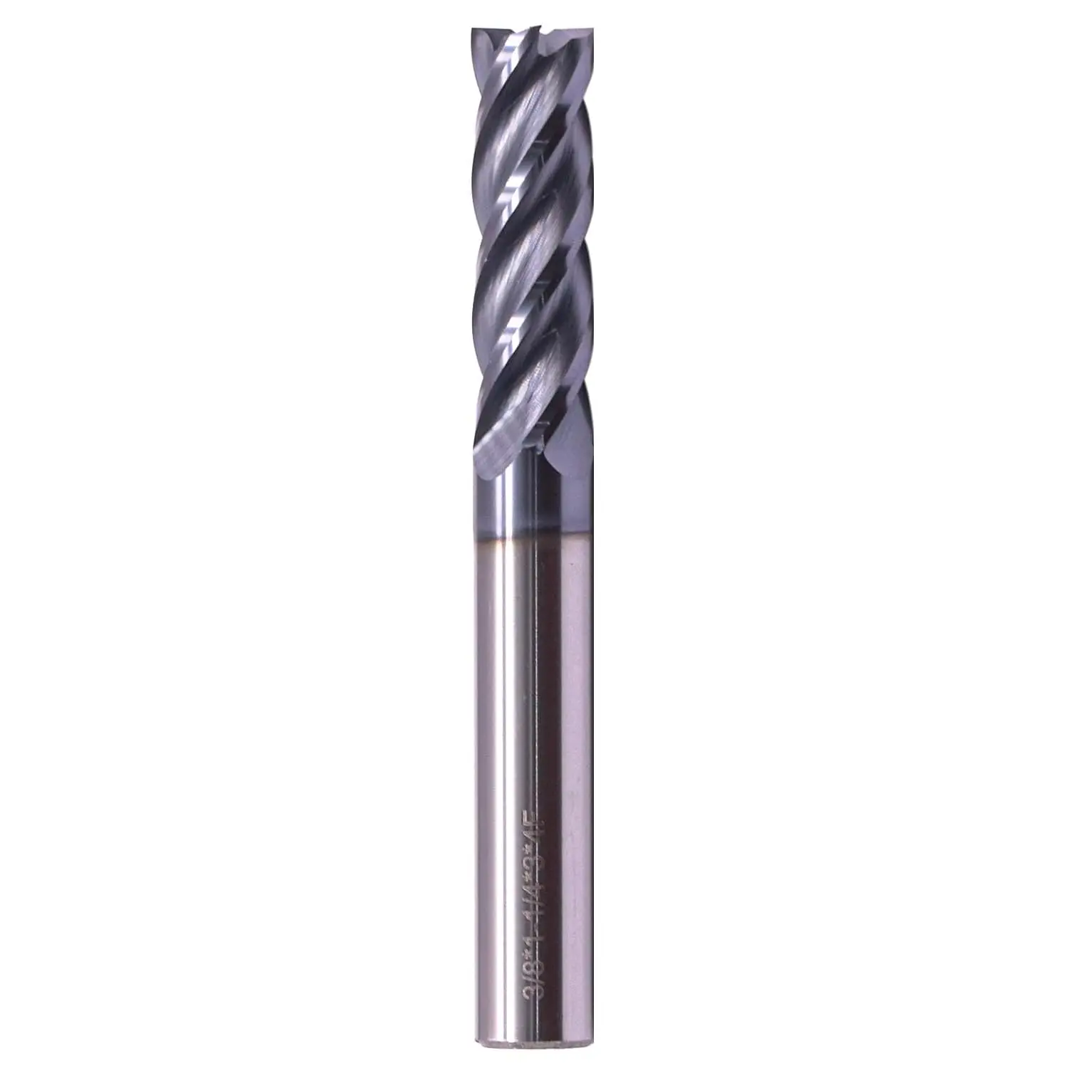 

3/8" Solid Carbide Square Long End Mill - AlTiN Coated, 4 Flute, 30° Helix, 3/8" Cutting, 3/8" Shank, 1-1/4" LOC, 3" OAL