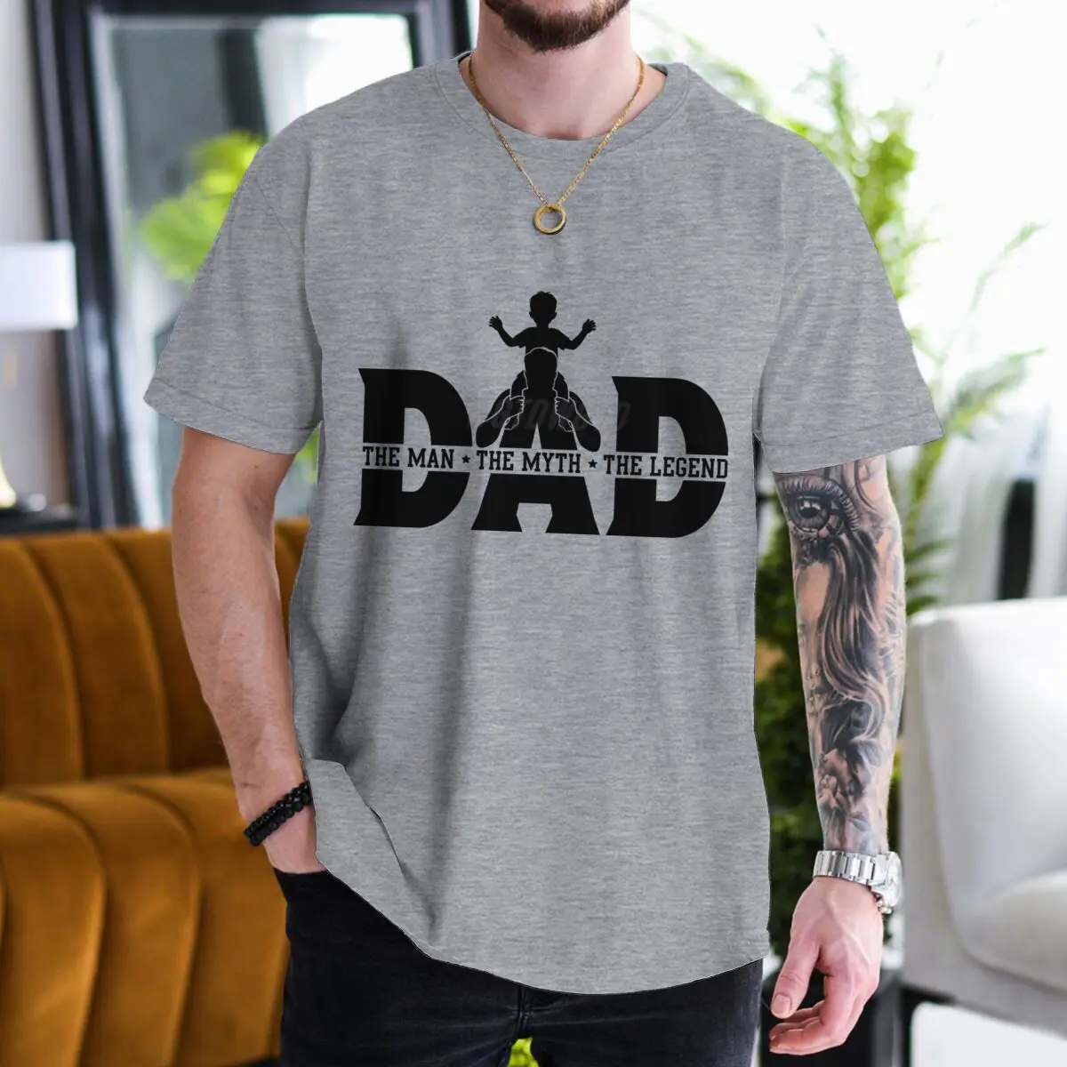 

Vintage Cool Papa T-shirt "DAD THE MAN THE MYTH THE LEGEND" Men Short Sleeve Streetwear Casual Male Tshirt Father's Day Gifts