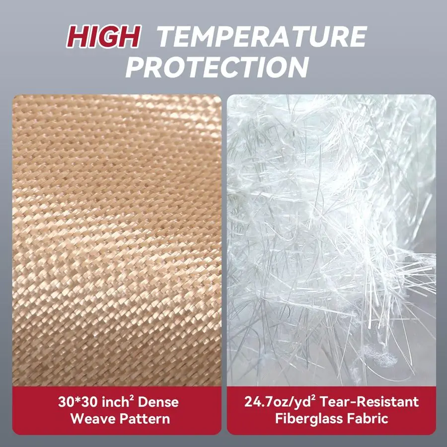 بطانية لحام 10 × 10 قدم، بطانيات لحام من الألياف الزجاجية شديدة التحمل 1022 F مقاومة للحرارة، مقاومة للحريق 850GSM سميكة، حرارية #5
