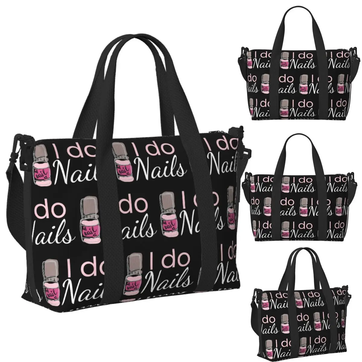 

Пользовательские I Do Nails Finger Nail Manicure Studio Пляжная дорожная сумка Сумки-тоут для тренажерного зала Йога Женская дорожная сумка для покупок