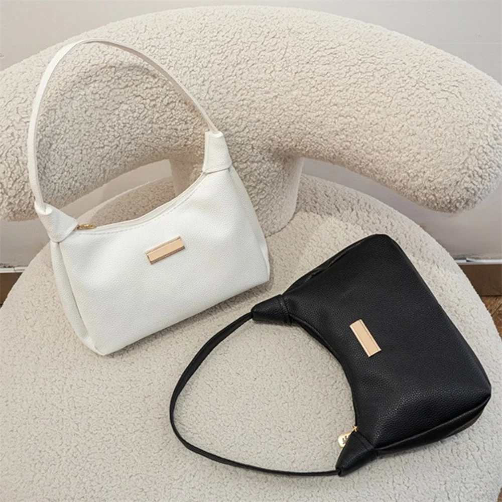 

New Fashion Women’s PU Leather Shoulder Bags Solid Color Underarm Bag Large Capacity Female Handbags Zipper Crossbody Bag