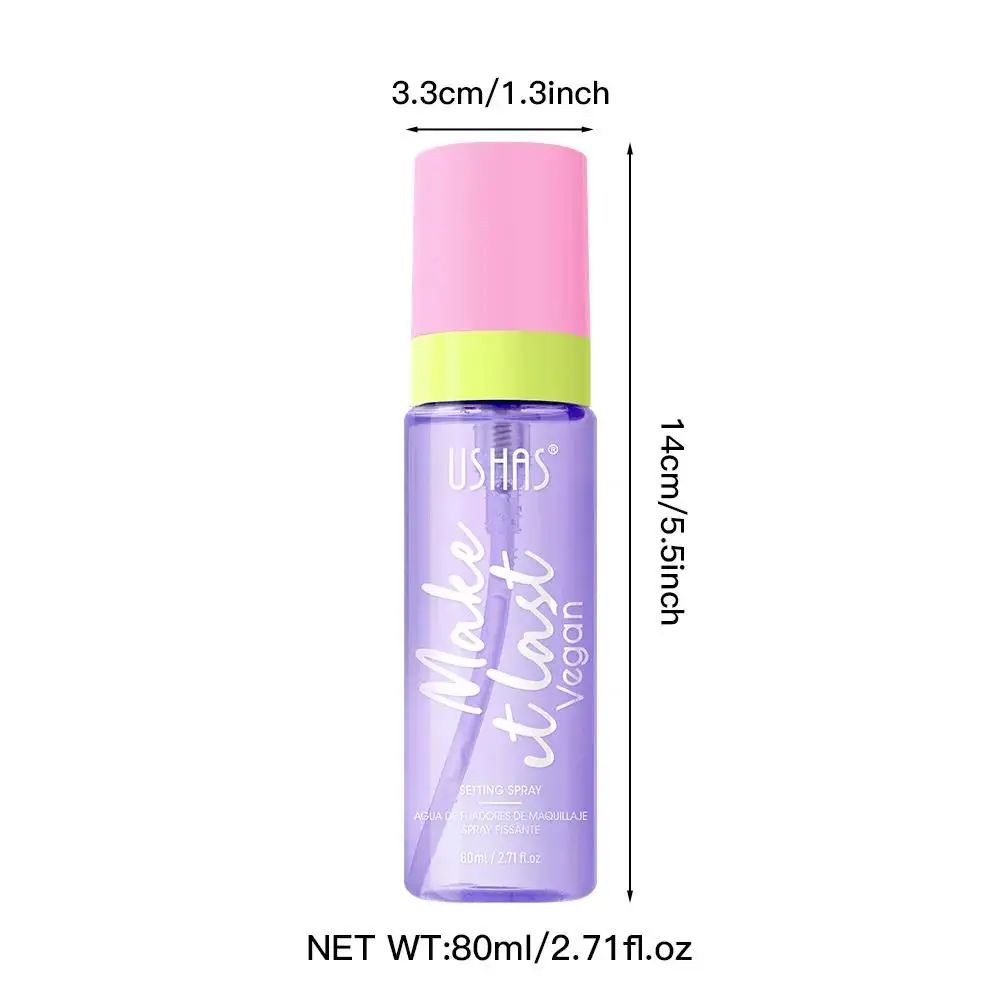 Spray utrwalający makijaż 80ml, kontrolujący wydzielanie sebum, wodoodporny, nawilżający, długotrwały, nie rozmazuje się.