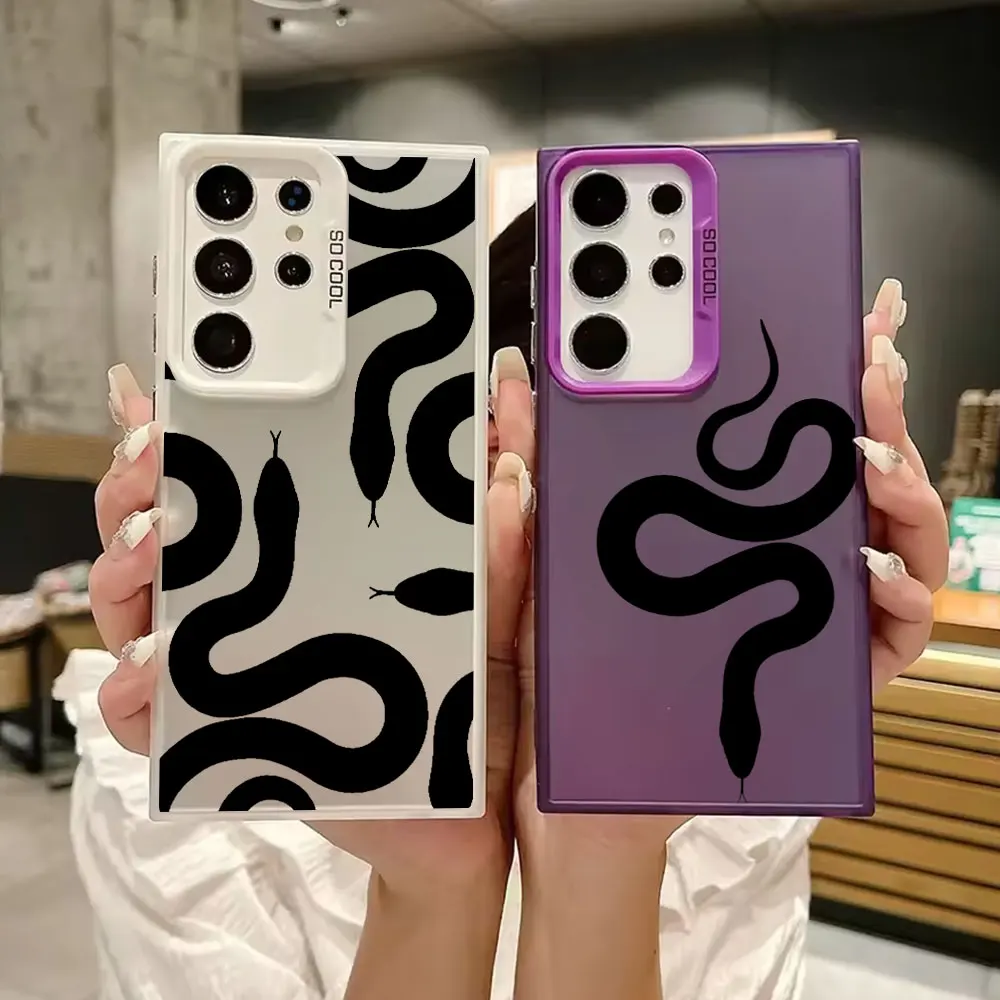 

Fashion Brand Black Snake Case For Samsung S26 S25 S24 Ultra Cases For Galaxy S23 S22 S21 FE S20 Ultra S26 Plus 5G Phone Cover