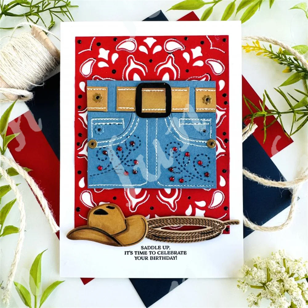 Tool Pouch Rope Frame Die Cutting Dies Cowboy Boot Clear Stamps Stencil Set DIY Paper Card Happy Father's Day Scrapbooking Decor