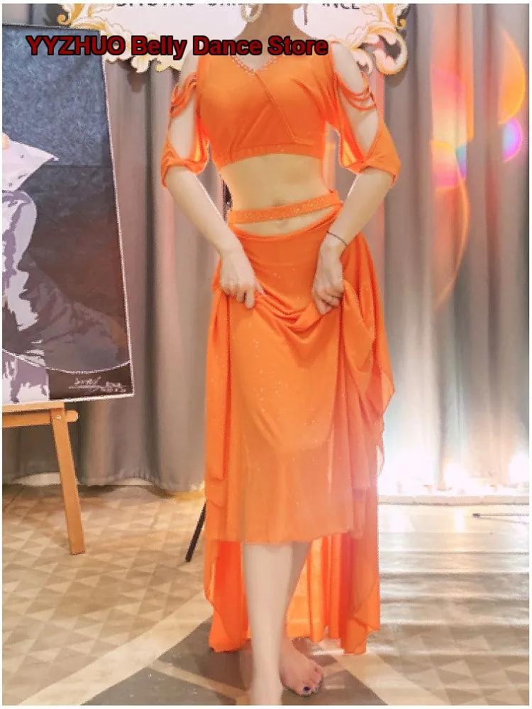 Women's Adult Belly Dance Performance Costume Set Hot-Stone Sequin Two-Piece Set Oriental Dance Performance Outfit 2025