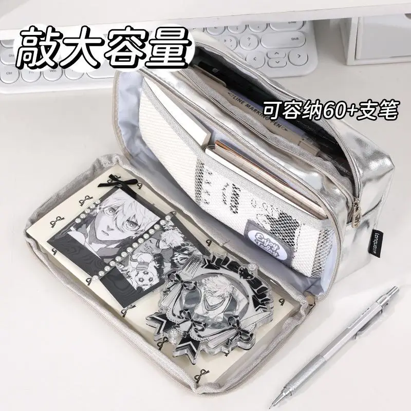 Pen Case Pu Leather Pain Bag Simple Dirt Resistant Waterproof Student Large Capacity Stationery Cosmetics Storage Box