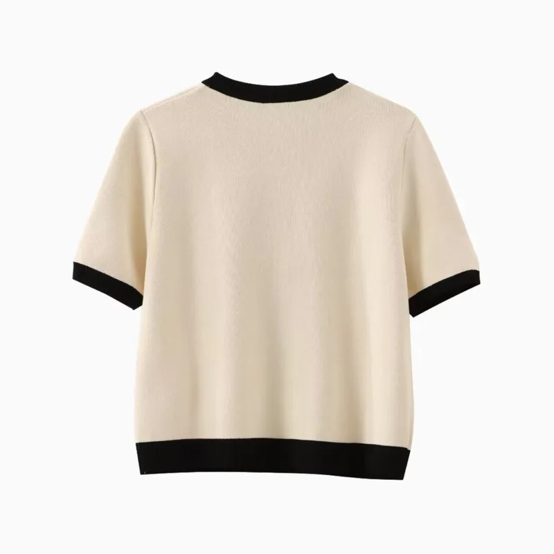 Giacca maglione lavorata a maglia da donna 2024 New Fashion Casual Classic O Neck monopetto a maniche corte Slim elegante Cardigan Coat Top