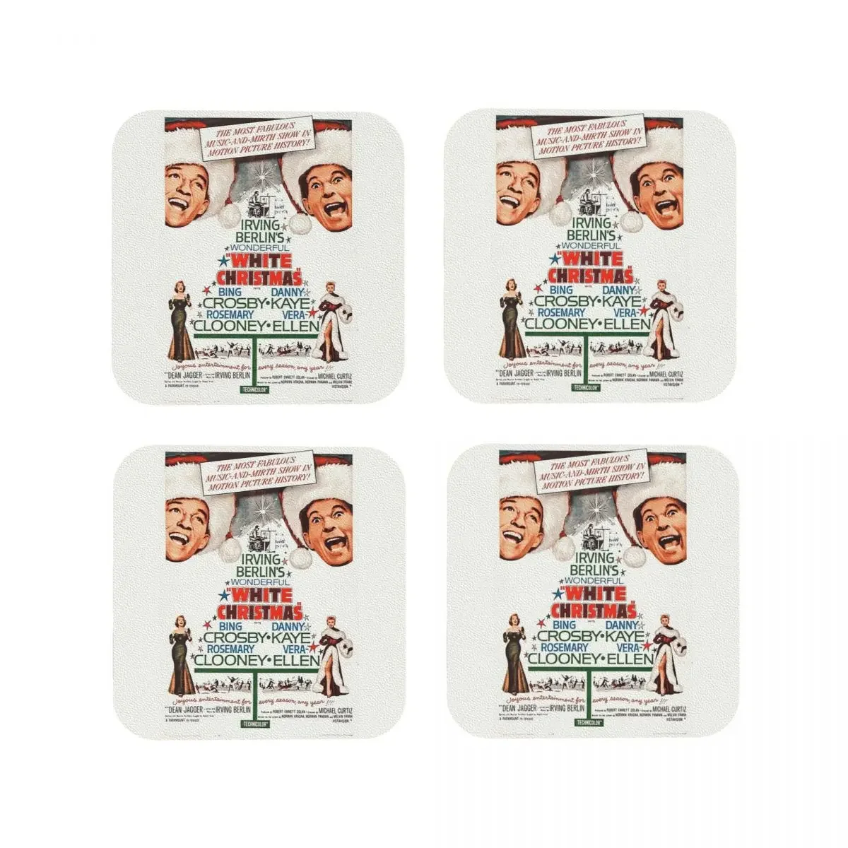 White Christmas - Bing Crosby, Danny Kay Coasters Kitchen Placemats Insulation Cup Coffee Mats For Home Tableware Pads Set of 4