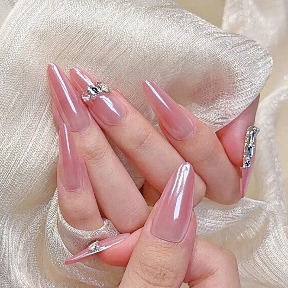 Press On Nails 10 Pcs  2024 New Handmade Simple & Elegant French Limited Medium Almond False Nails Design Art DIY Nails with Set