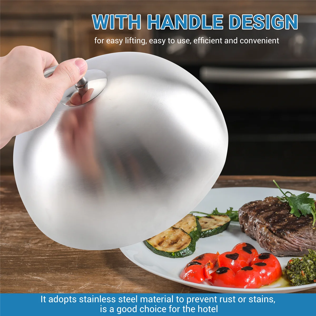 شريحة لحم غطاء 1 قطعة 24 سنتيمتر الفولاذ المقاوم للصدأ غطاء شريحة لحم تيبانياكي قبة غطاء طبق المنزل جولة النفط برهان وجبة غطاء للطعام المطبخ الطبخ