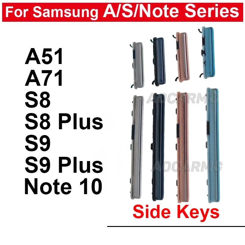 For Samsung Galaxy A51 A71 Note 10 S8 S8+ S9+ S9 Plus Power On OFF Volume Buttons Side Keys Replacement Part Silver Pink Black