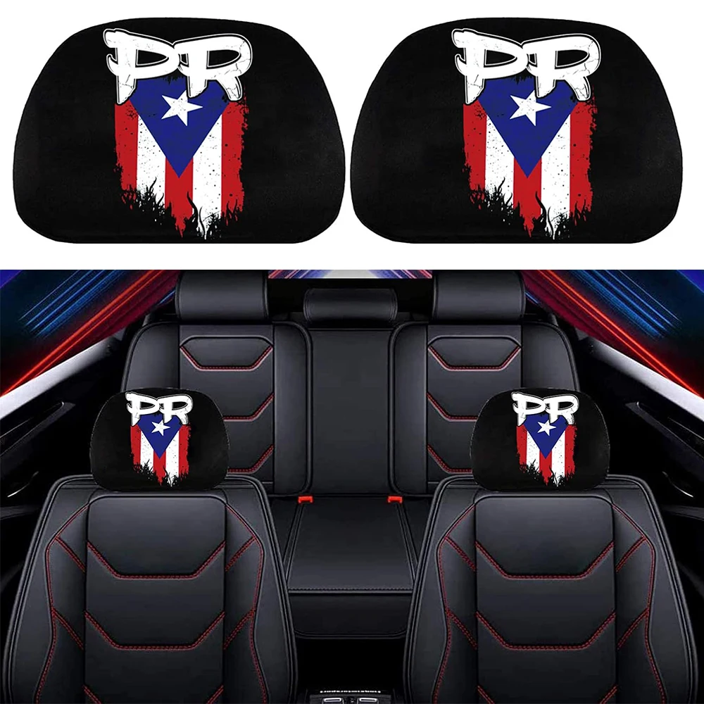 2Pcs Headrest Covers for Puerto Rico PR Flag,Seat Cover Accessories Car Headrest Protector Universal Fit to All Car/Truck Models