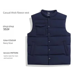 Fashion Autumn 2024 New Stand Collar Elegant Down Coats Warm Outerwear Casual Belt Sleeveless Winter Man Women Vests Jackets