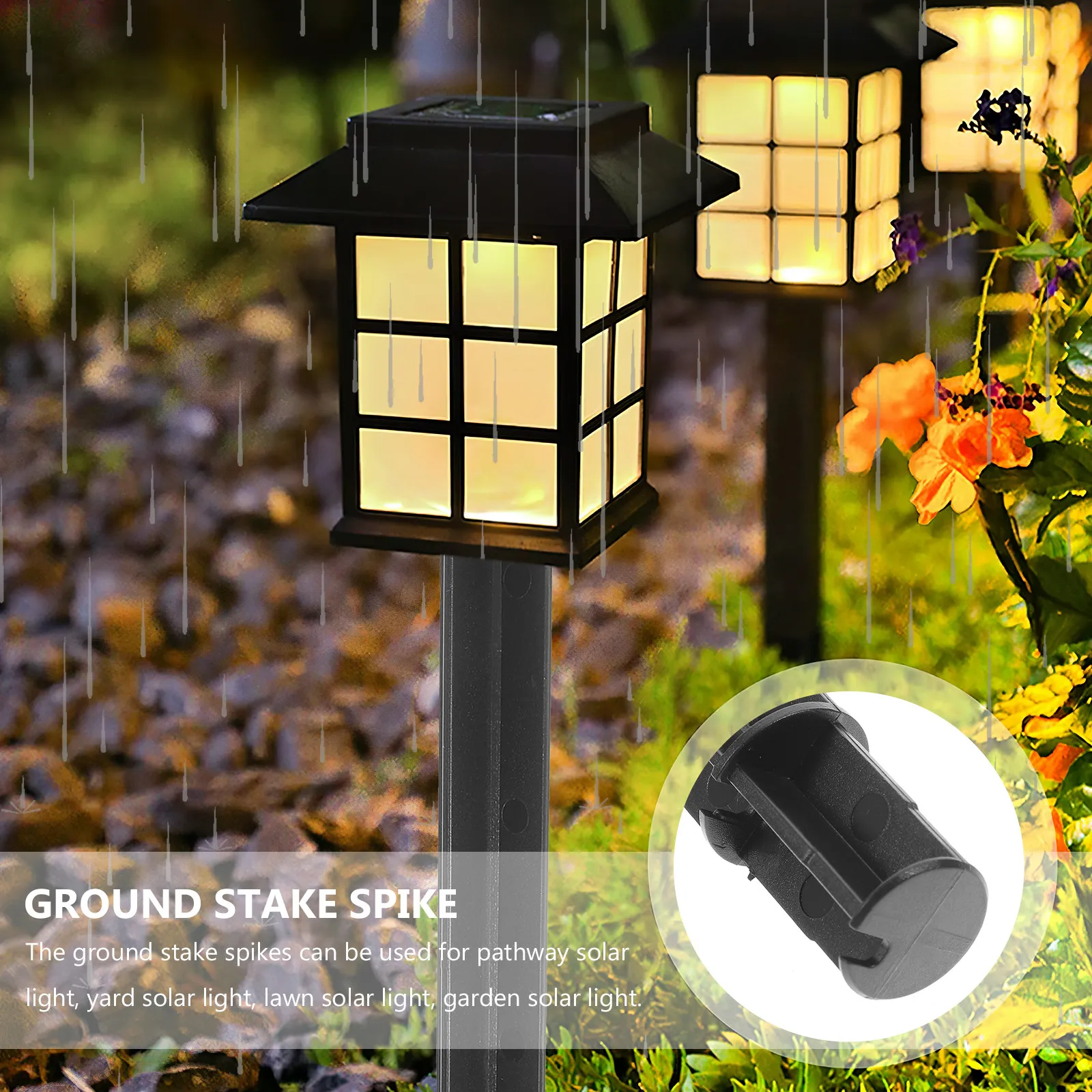 8 Pcs Patio Light Pegs Solar Lamp Plastic Replacement Stakes Round Ground Garden Spikes Lights