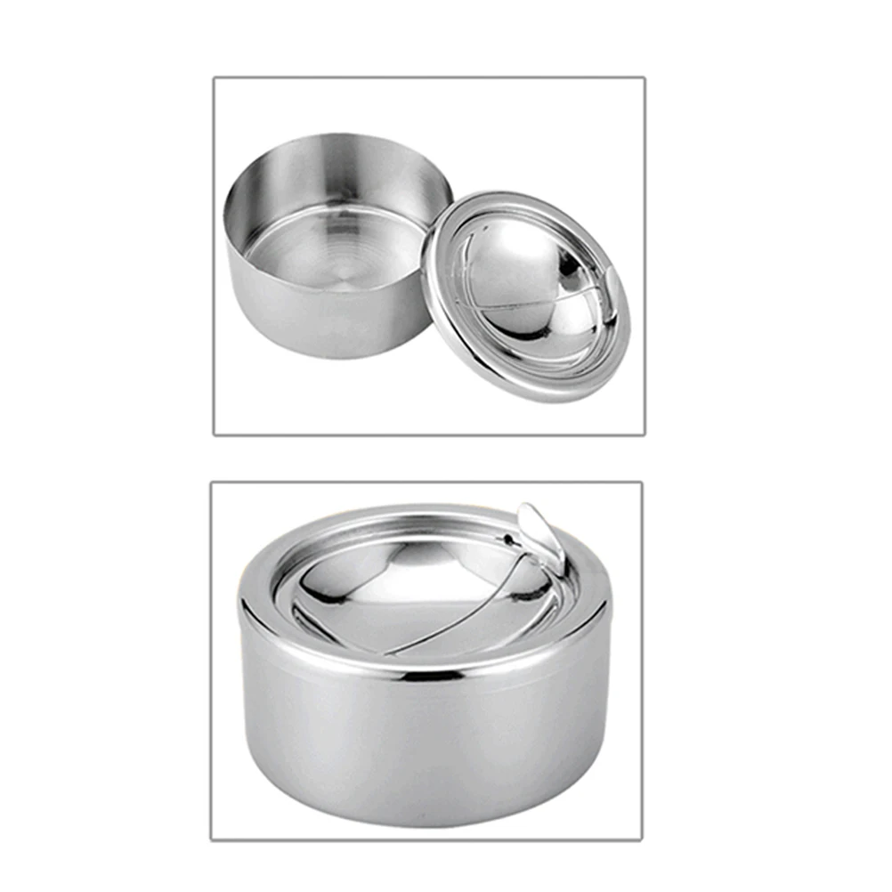 

Automatic Switch Ashtray Stainless Steel Windproof with Lid for Home Bar Cafe Hotel Large Capacity Easy Clean Smoking