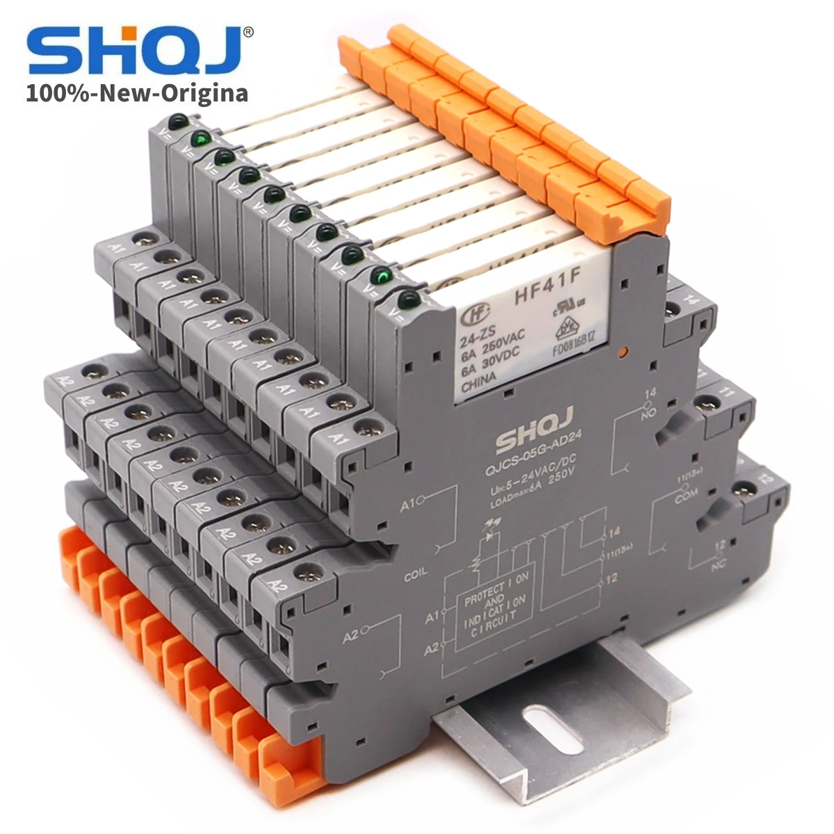 10PCS SHQJ 41F-1Z-C4-1 HF41F 24-ZS 12-ZS 5-ZS 24V 12V 5V SPDT 1CO 6A Push in terminal Ultra slim Relay Module QJCS-05GL-AD24