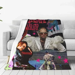 Elton John Flannel Blanket Quality Warm Soft Music Tour Poster Throw Blanket Winter Travelling Couch Bed Funny Bedspread