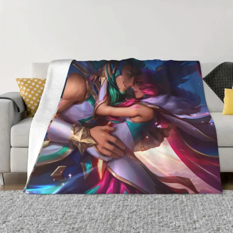 LOL League of Legends Game Star Guardian Xayah Rakan Portable Warm Throw Blankets for Bedding Travel