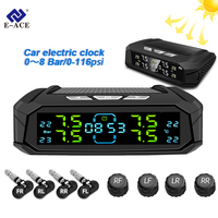 E-ACE K10 Tire Pressure Detection TPMS Time And Temperature Display TPMS Electronic Clock USB Solar Charging Pressure Alarm