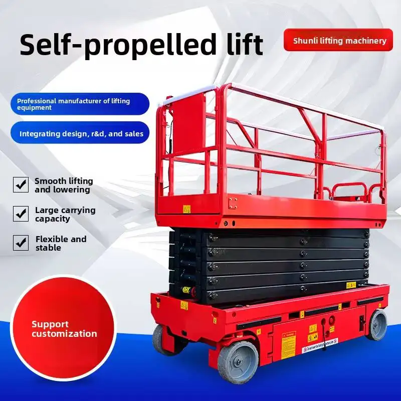New Factory Direct Supply Shandong 8m Construction Scissor Lift Self Propelled Hydraulic Electric Mobile 2 Persons Capacity