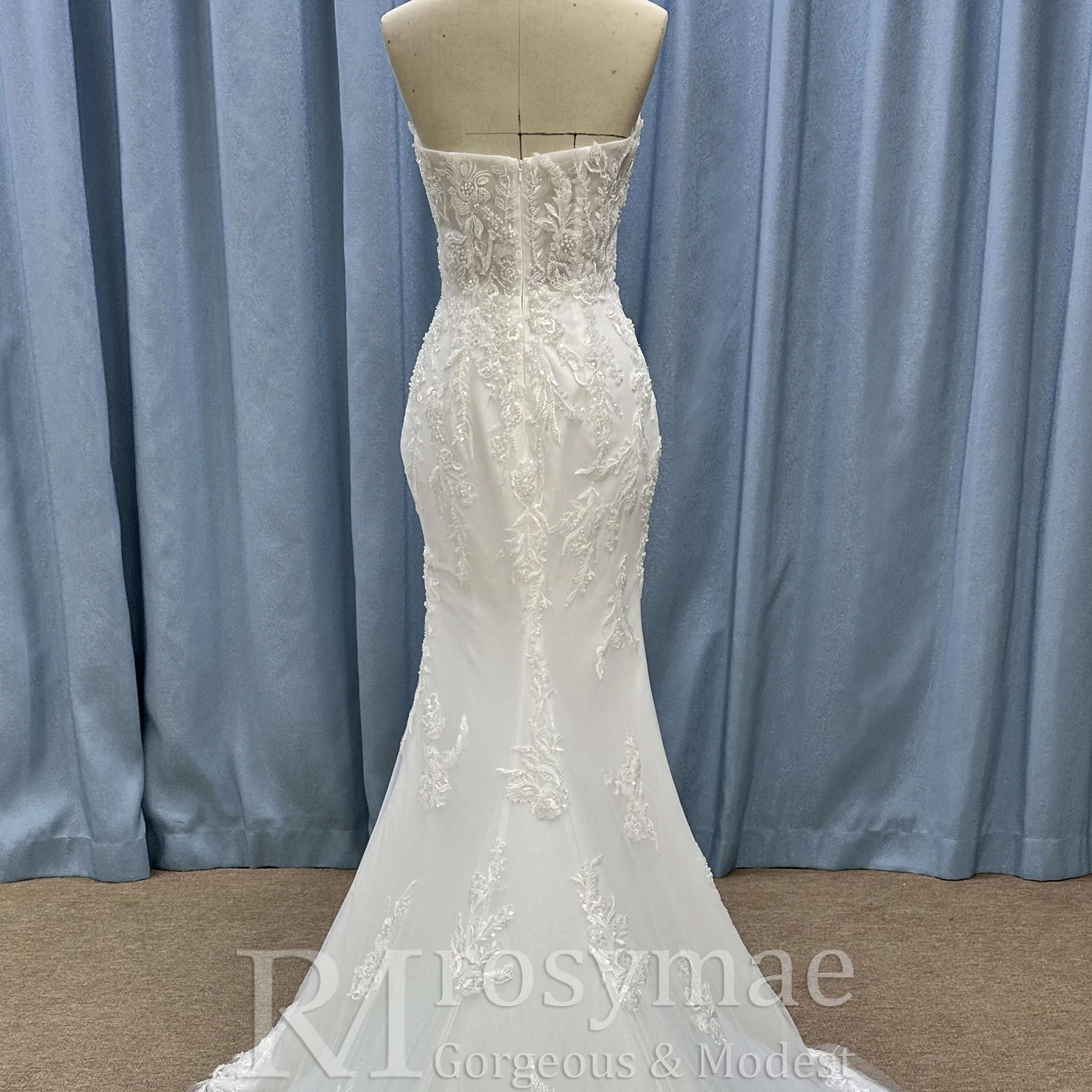 فستان زفاف حورية البحر من Rosymae للنساء مزين بالزهور، فستان رومانسي مثير مع فتحة للعرائس، فساتين عرس