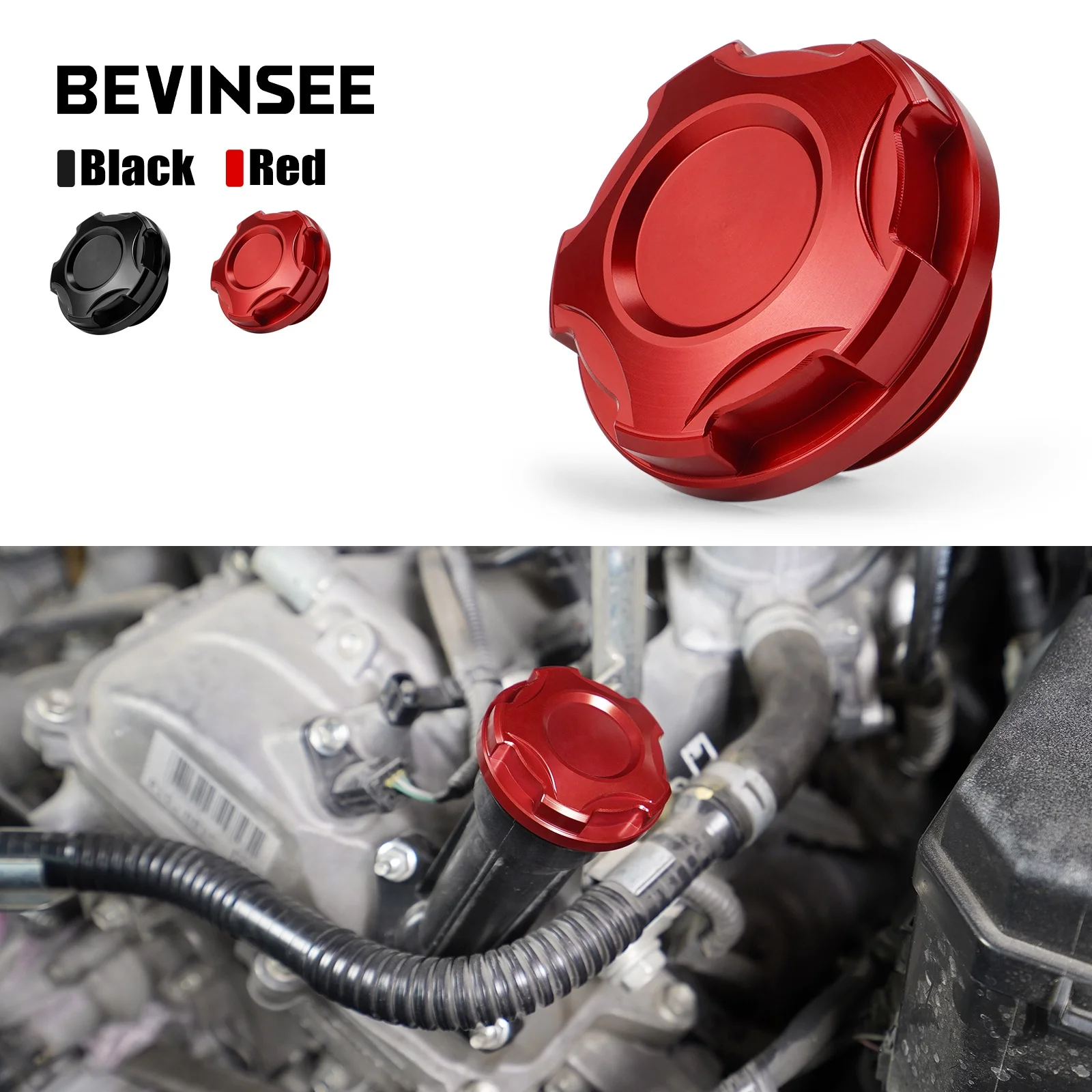 

BEVINSEE Aluminium Oil Filler Cap 12180-31020 For Toyota 4Runner Limited SR5 TRD 2012-2024，Tundra，FJ Cruiser Base 2012-2014